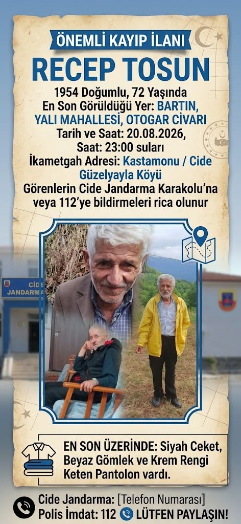 Bartın’da ekipler kayıp şahıs için alarma geçti