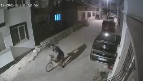 Apartmana girip elini kolunu sallayarak ayakkabı ve bisiklet çaldı