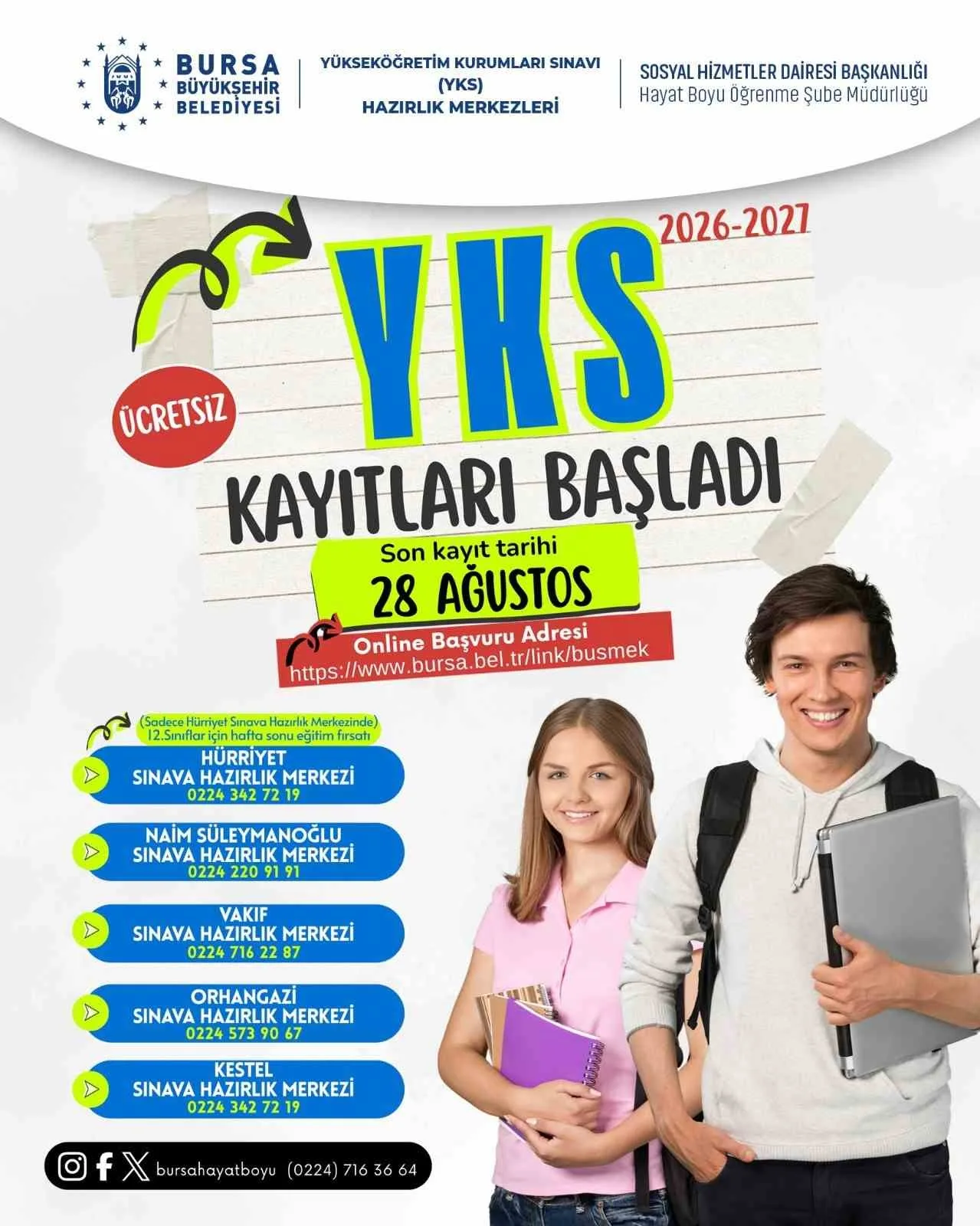 Büyükşehir YKS kursları için kayıtlar başladı