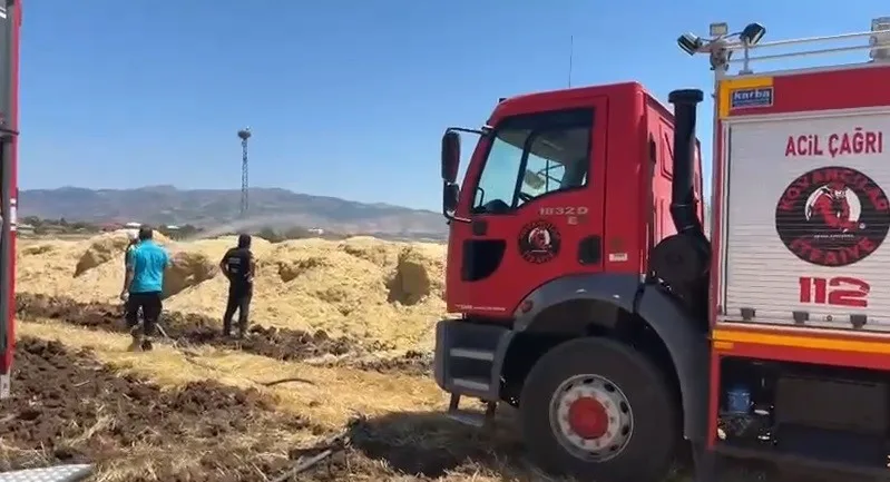 Elazığ’da saman yangını büyümeden söndürüldü
