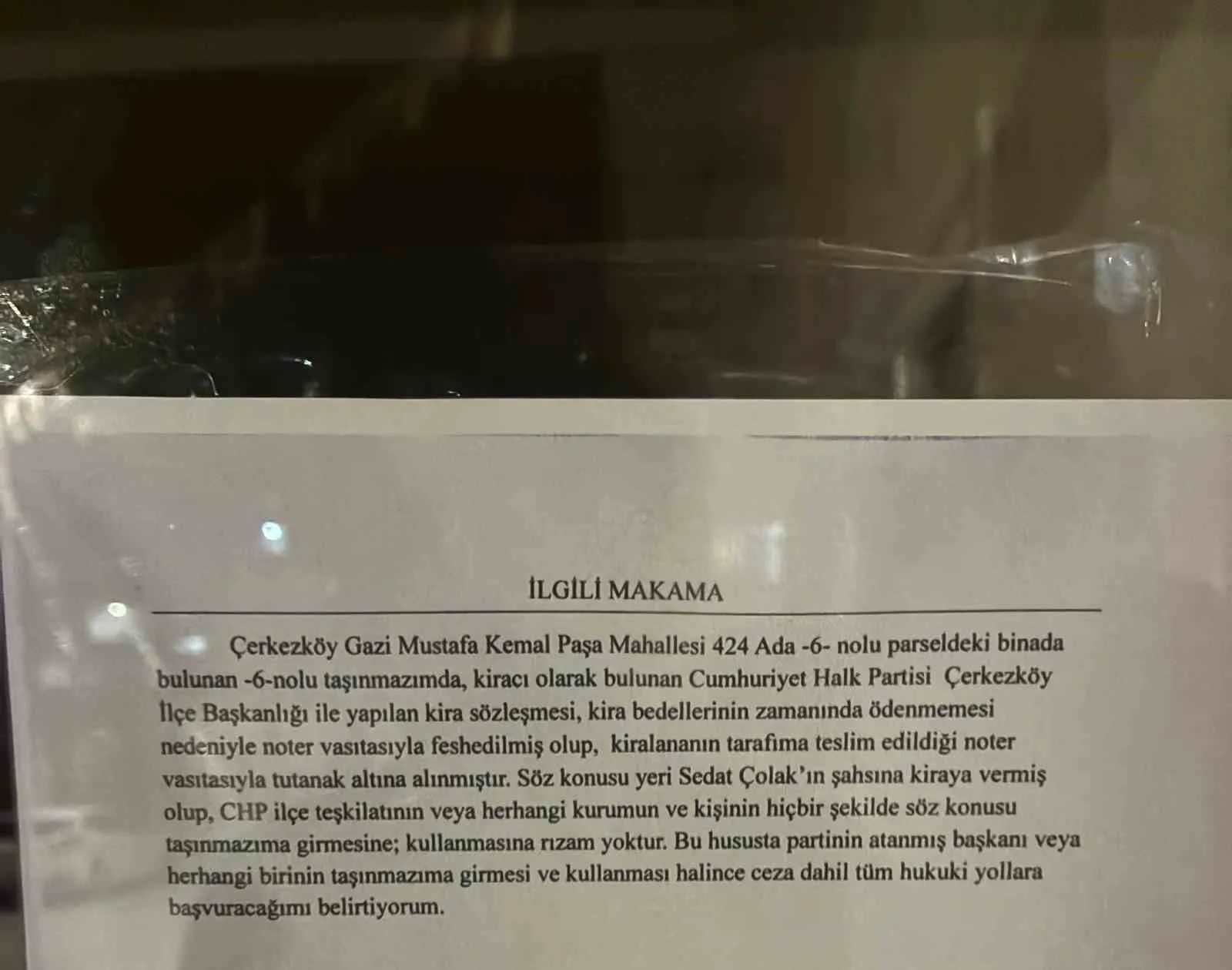 Görevden alınan ilçe başkanı kontratı kendi üzerine yapmış