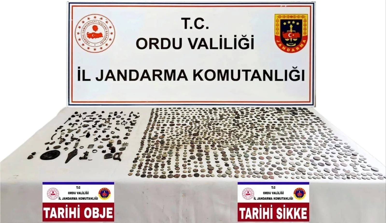Ordu’da çok sayıda sikke ve tarihi eser objeler ele geçirildi