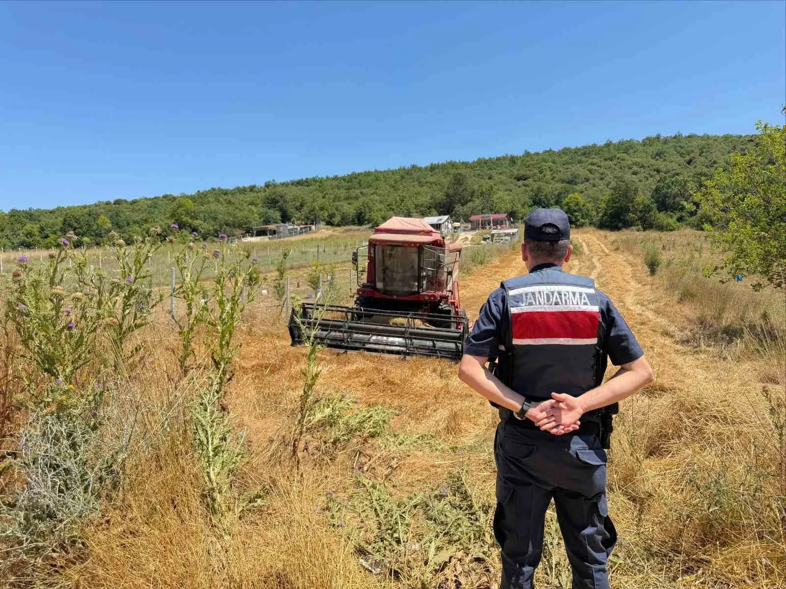 Tarlada su tankersiz hasat yapan biçördöver sahibine 3 bin 705 lira ceza