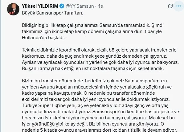 Yüksel Yıldırım: "Ayrılan oyuncuların yerine çok daha iyilerine bakıyoruz"